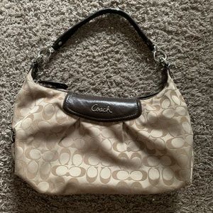 COACH Ashley Signature Hobo Handbag, Tan, Good Condition. Minor flaws.